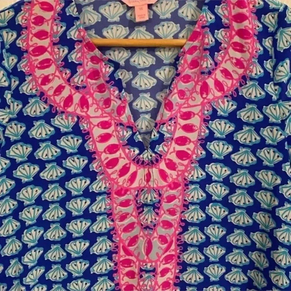 Lilly Pulitzer Womens Renato Silk Seashell Print Tunic Blouse - Picture 2 of 7